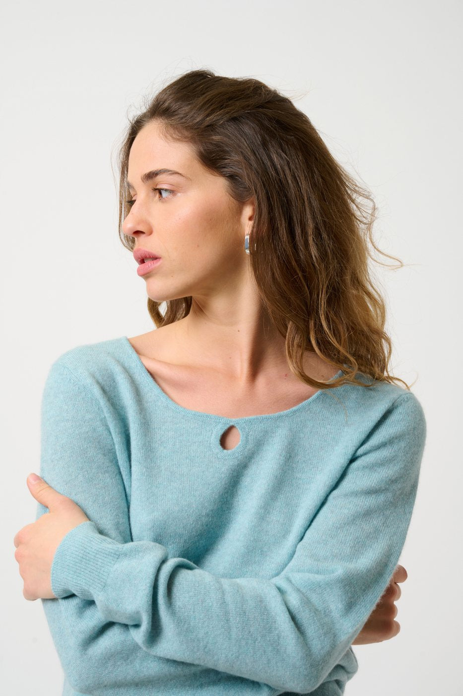 Boat Neck Jumper Drop Front - Glyder - Aqua Marl