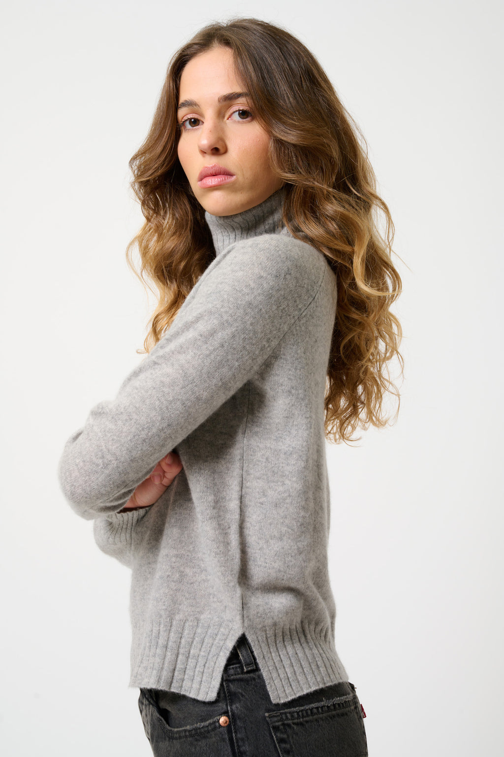 Pull Col Roulé Cassy - Nuage Chiné - 100% Cachemire 2 Fils - Femme