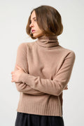 Pull Col Roulé Cassy - Camel Chiné - 100% Cachemire 2 Fils - Jersey - Femme