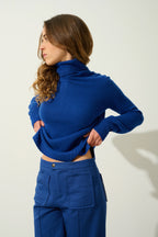 Jersey Cuello Alto Cassy - Outremer - 100% Cachemira 2 Hilos - Mujer