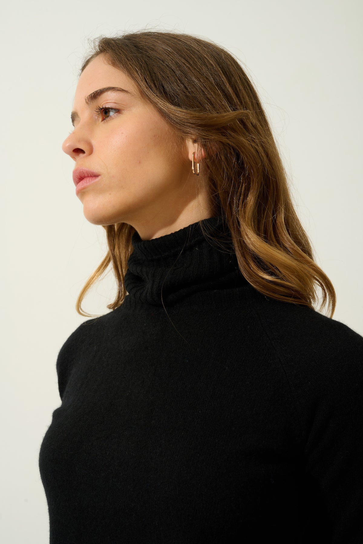 Pull Col Roulé - 100% Cachemire 2 Fils - Noir - Femme