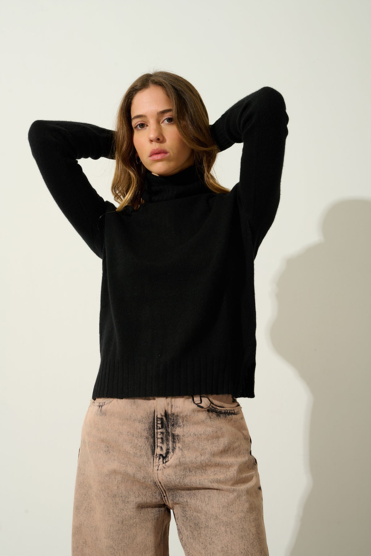 Pull Col Roulé - 100% Cachemire 2 Fils - Noir - Femme