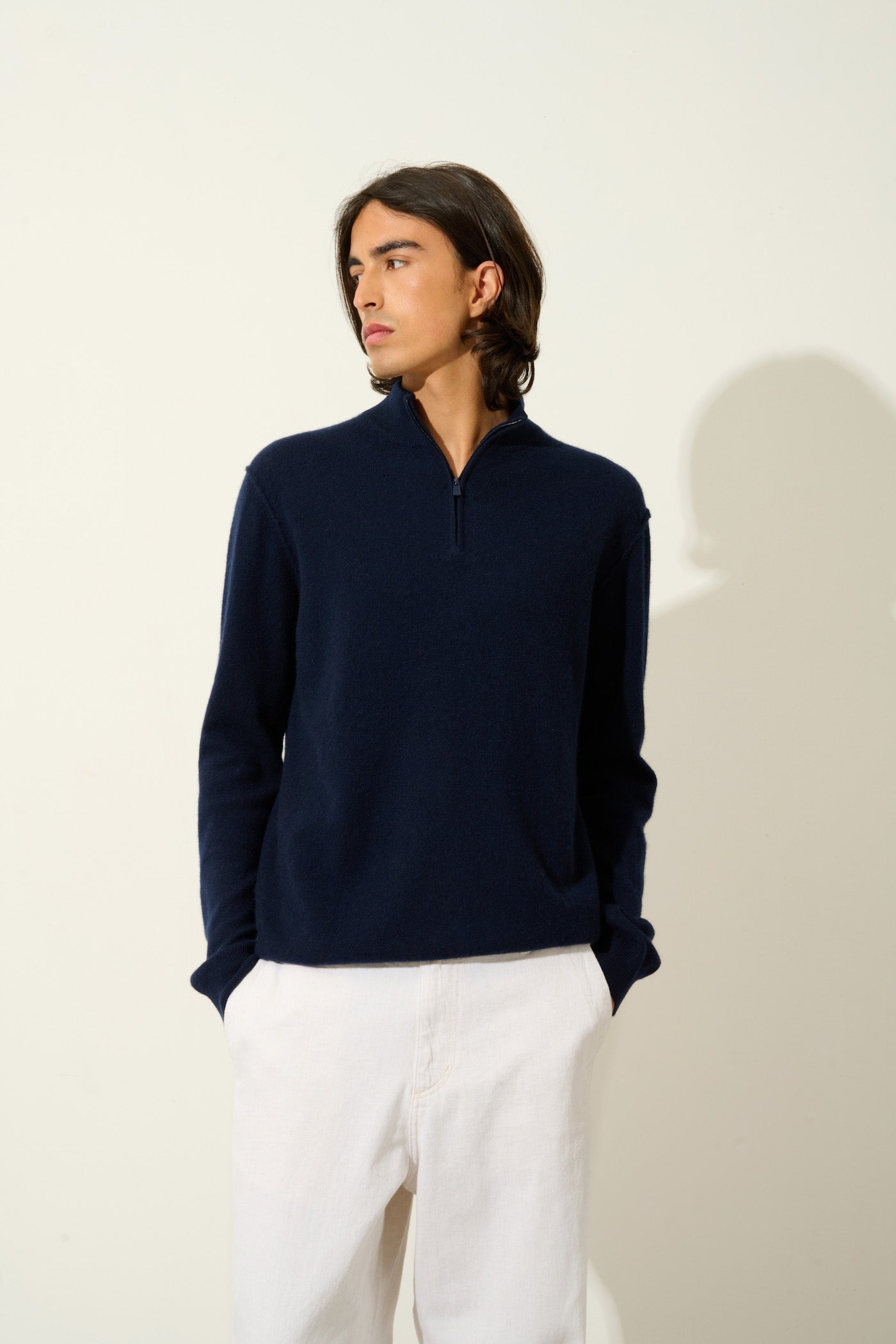 Jersey con cuello camionero Candice - Azul marino