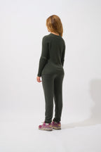 High-Neck Jumper with Cuff Buttons - Assia - Khaki