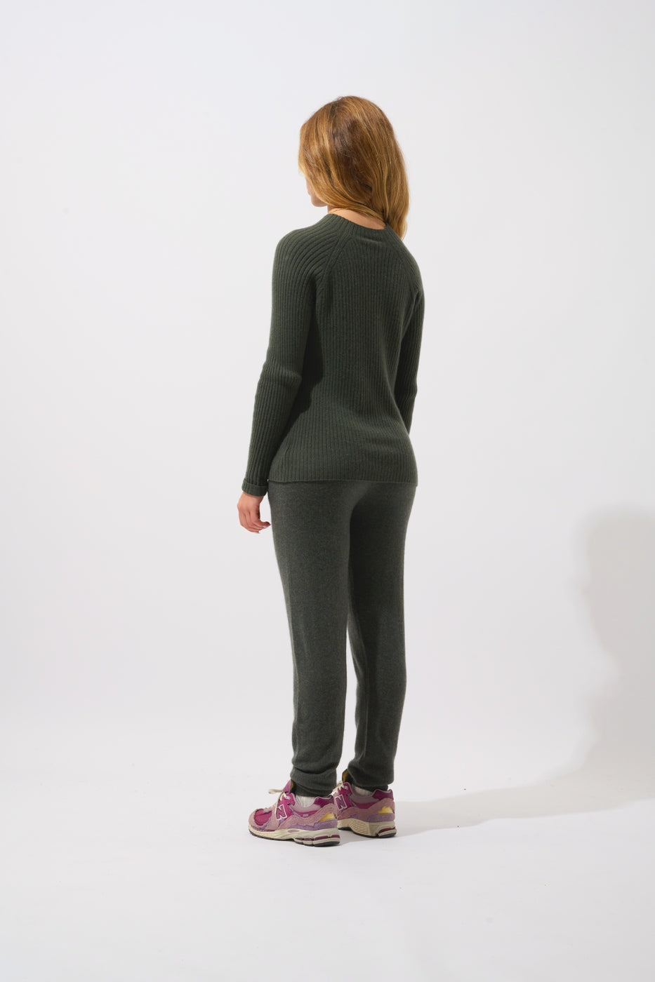 High-Neck Jumper with Cuff Buttons - Assia - Khaki