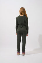 High-Neck Jumper with Cuff Buttons - Assia - Khaki