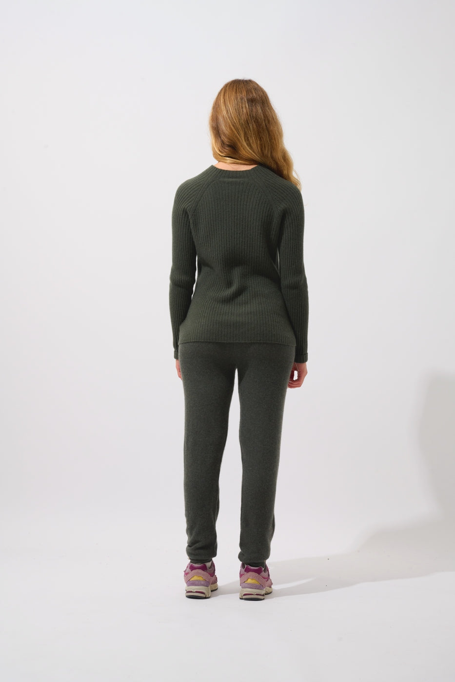 High-Neck Jumper with Cuff Buttons - Assia - Khaki