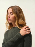 Pull Col Montant Boutons Poignets - Assia - Kaki