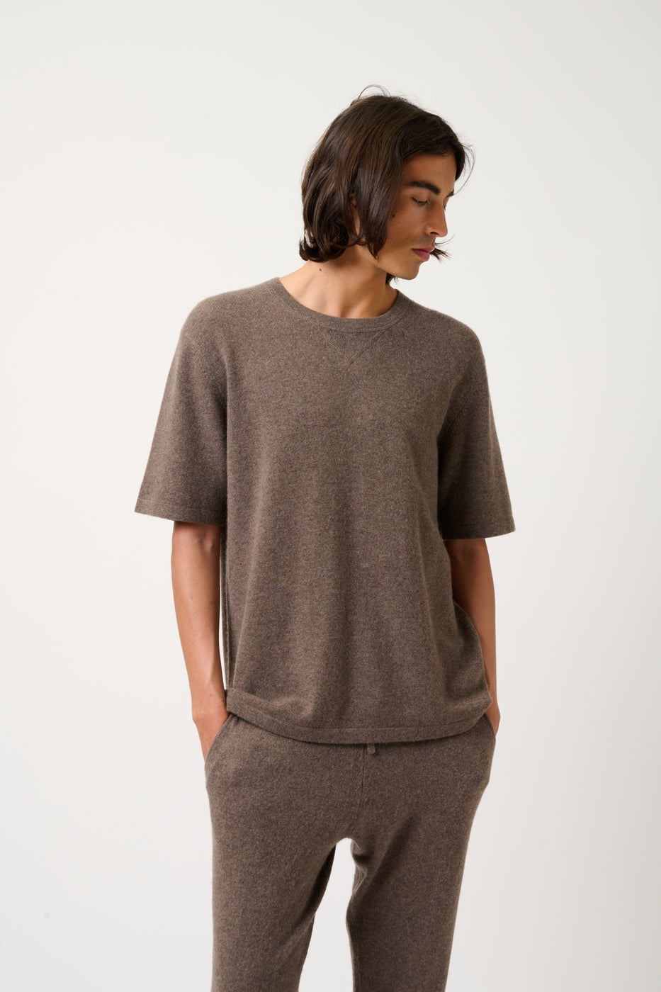 Crew Neck T-Shirt - Maya - Mottled Taupe