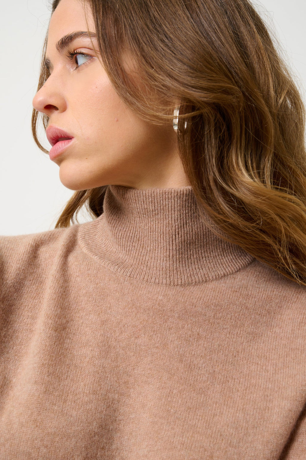 Pull Col Roulé Eileen - Camel Chiné - 100% Cachemire 2 Fils - Femme
