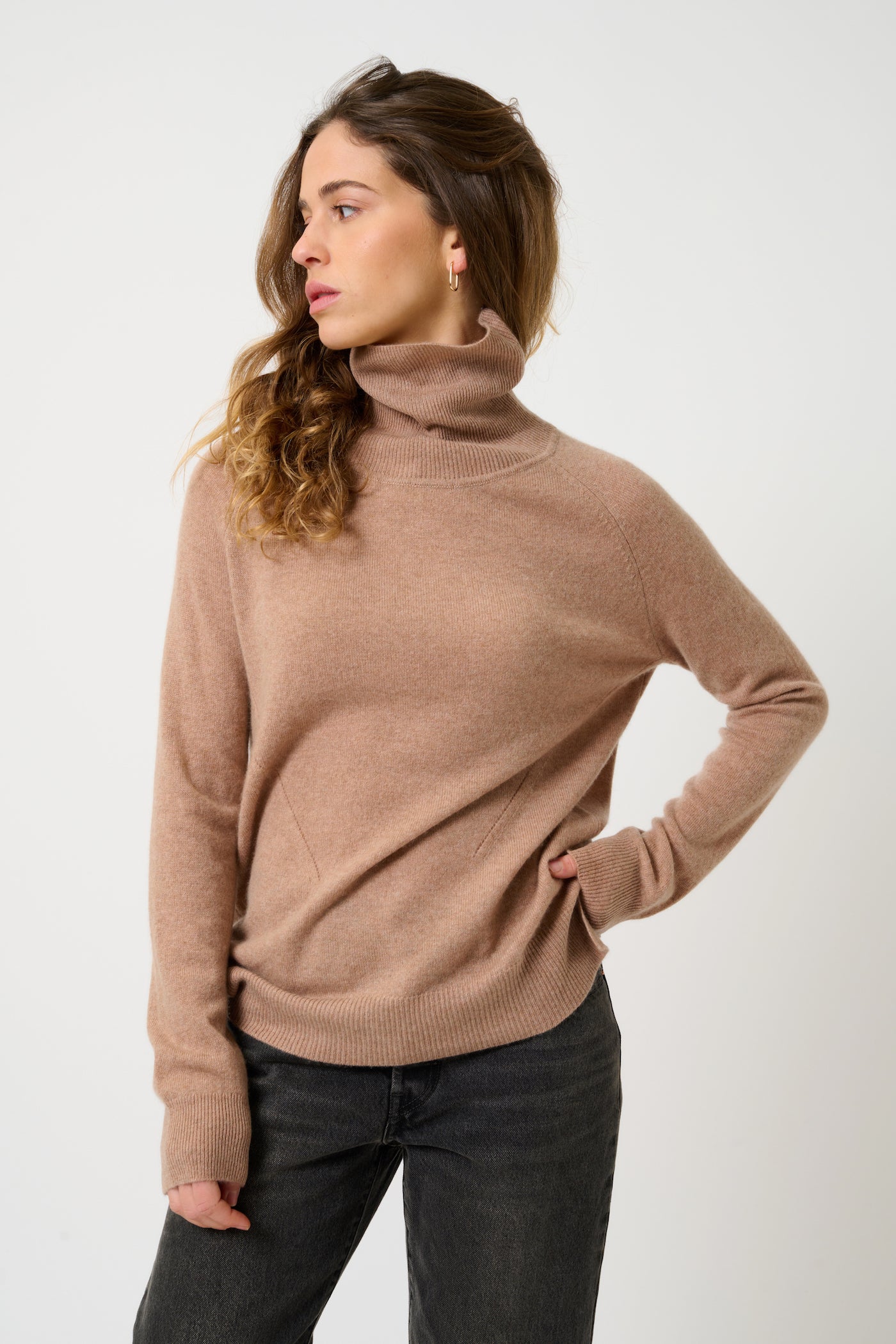 Roll-Neck Jumper - Madeline - Camel Chiné