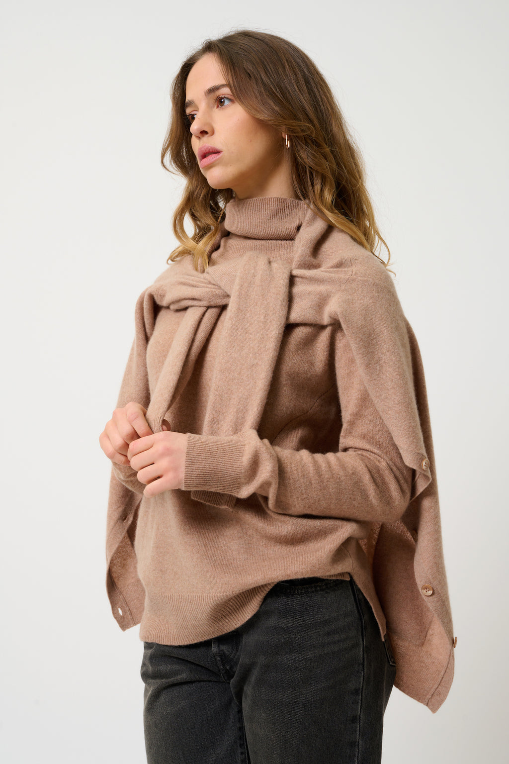 Roll-Neck Jumper - Madeline - Camel Chiné