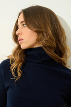 Cassy Roll Neck Jumper - Navy - 100% 2-Ply Cashmere - Jersey - Women