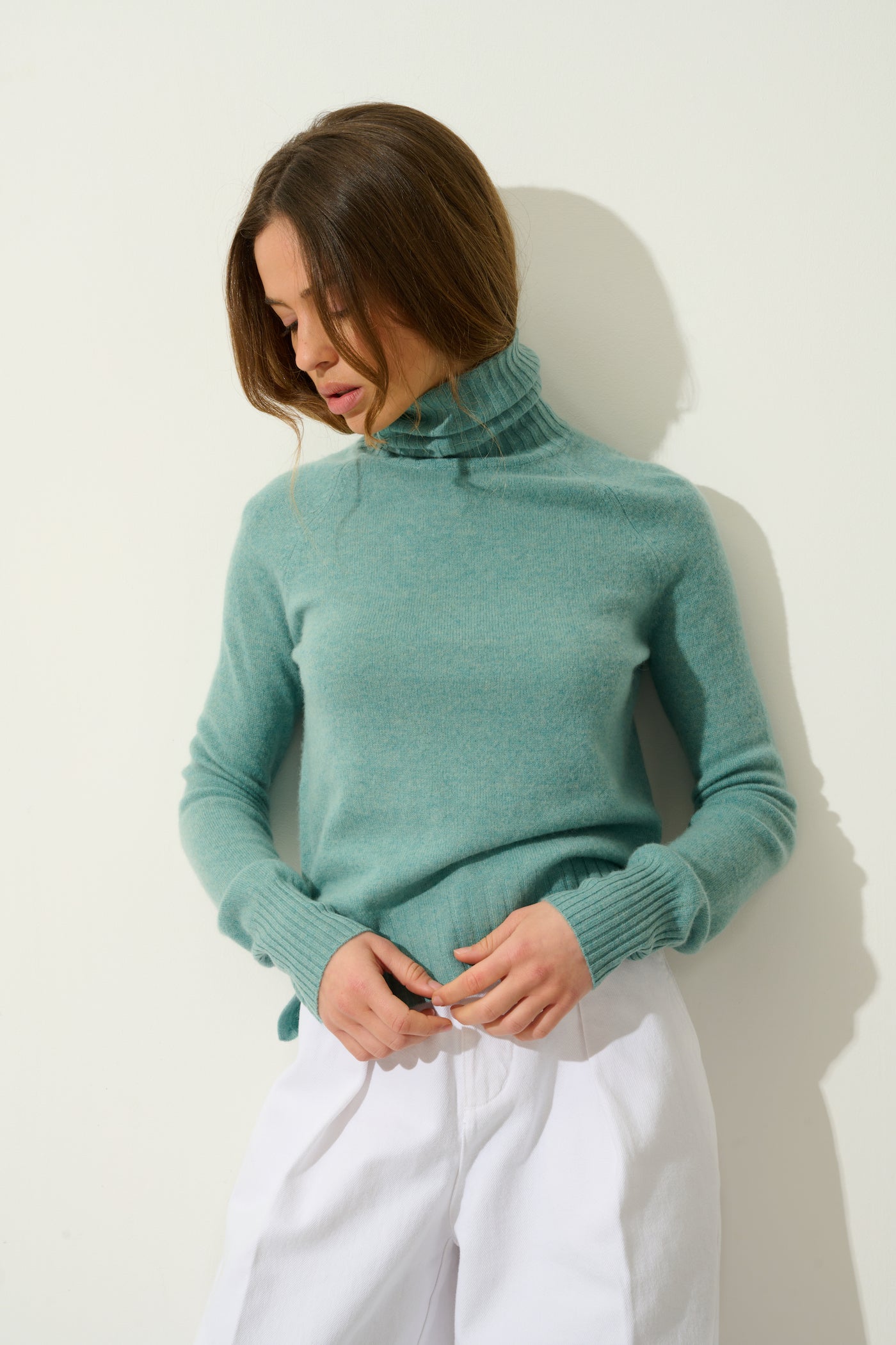 Roll-Neck Jumper - Cassy - Marl Green