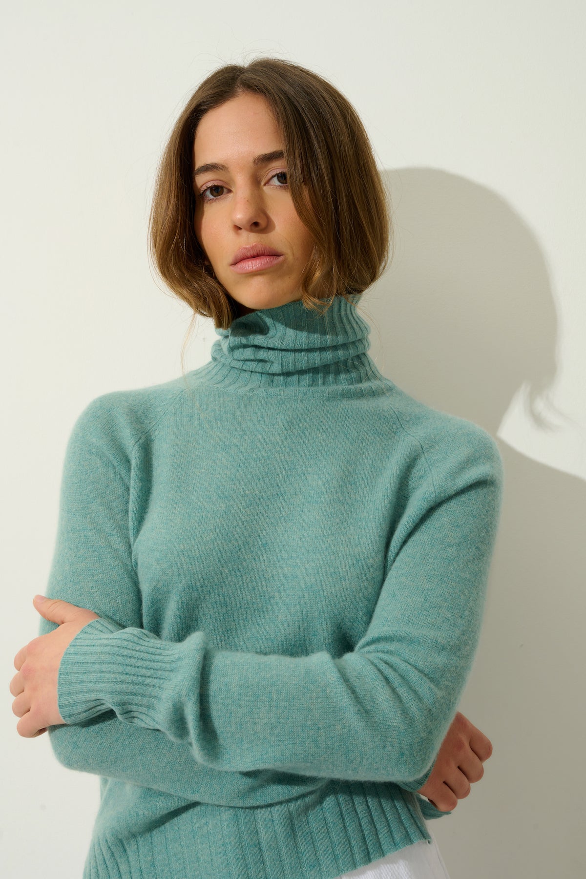 Roll-Neck Jumper - Cassy - Marl Green