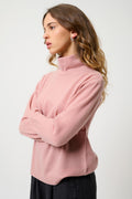 Jersey de cuello alto drapeado - Cheviot - palo de rosa