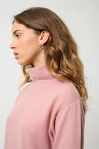 Jersey de cuello alto drapeado - Cheviot - palo de rosa