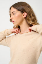 Pull Col V 4 Fils - Doty - Sable