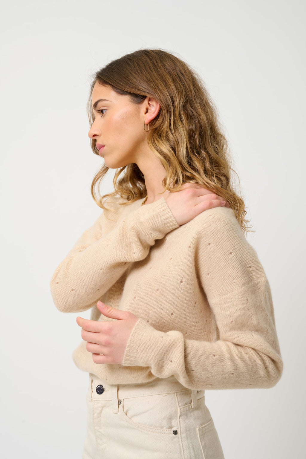 Pull Col V 4 Fils - Doty - Sable
