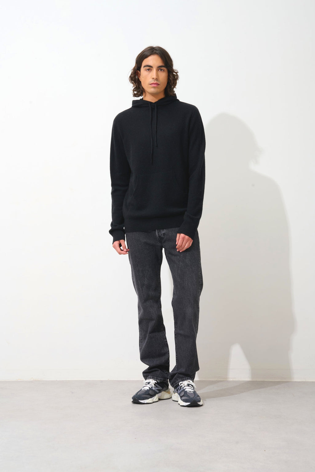 Pull Capuche - 100% Cachemire 2 Fils - Noir