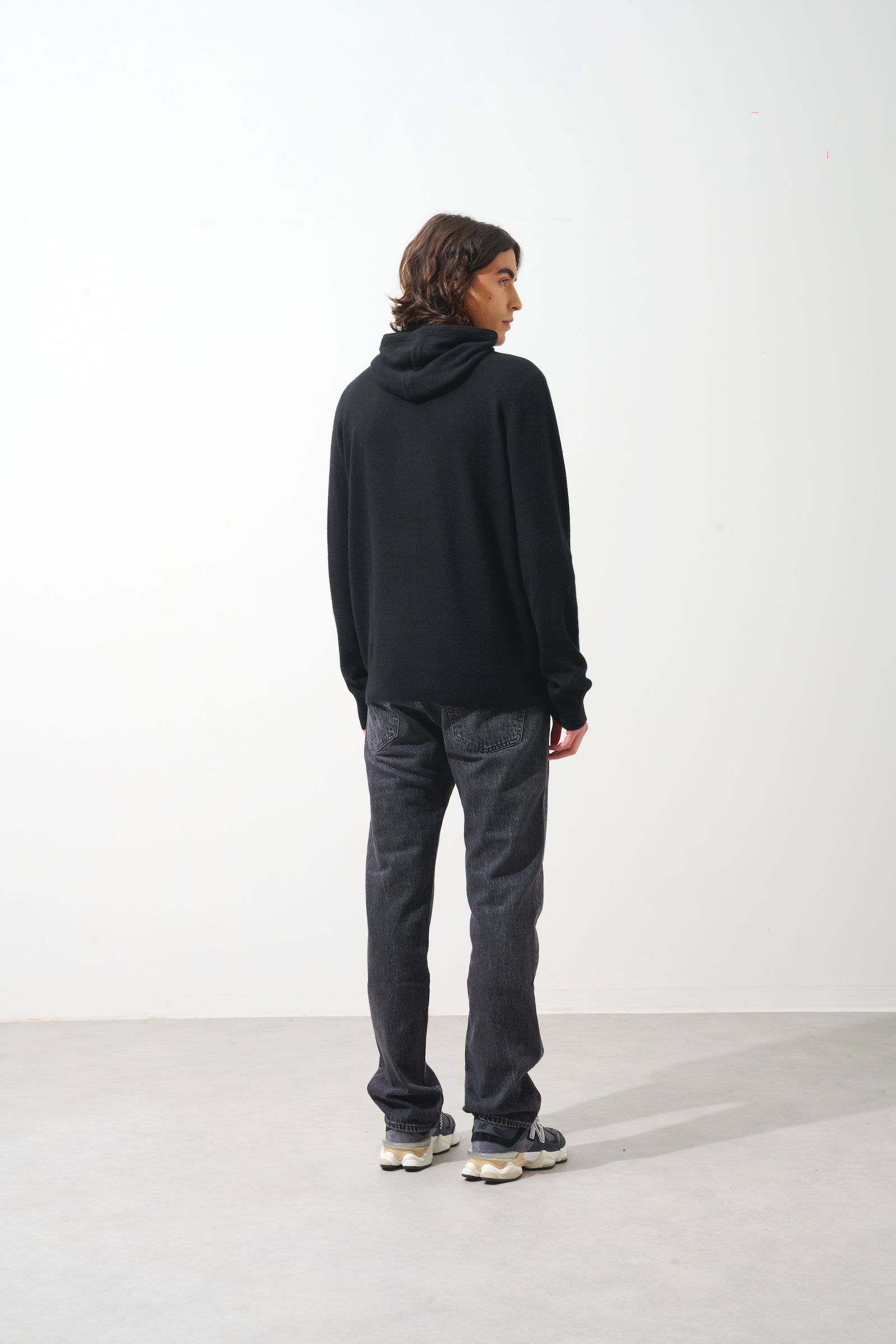 Pull Capuche - 100% Cachemire 2 Fils - Noir