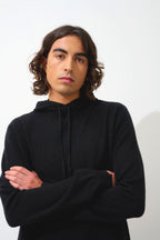 Pull Capuche - 100% Cachemire 2 Fils - Noir