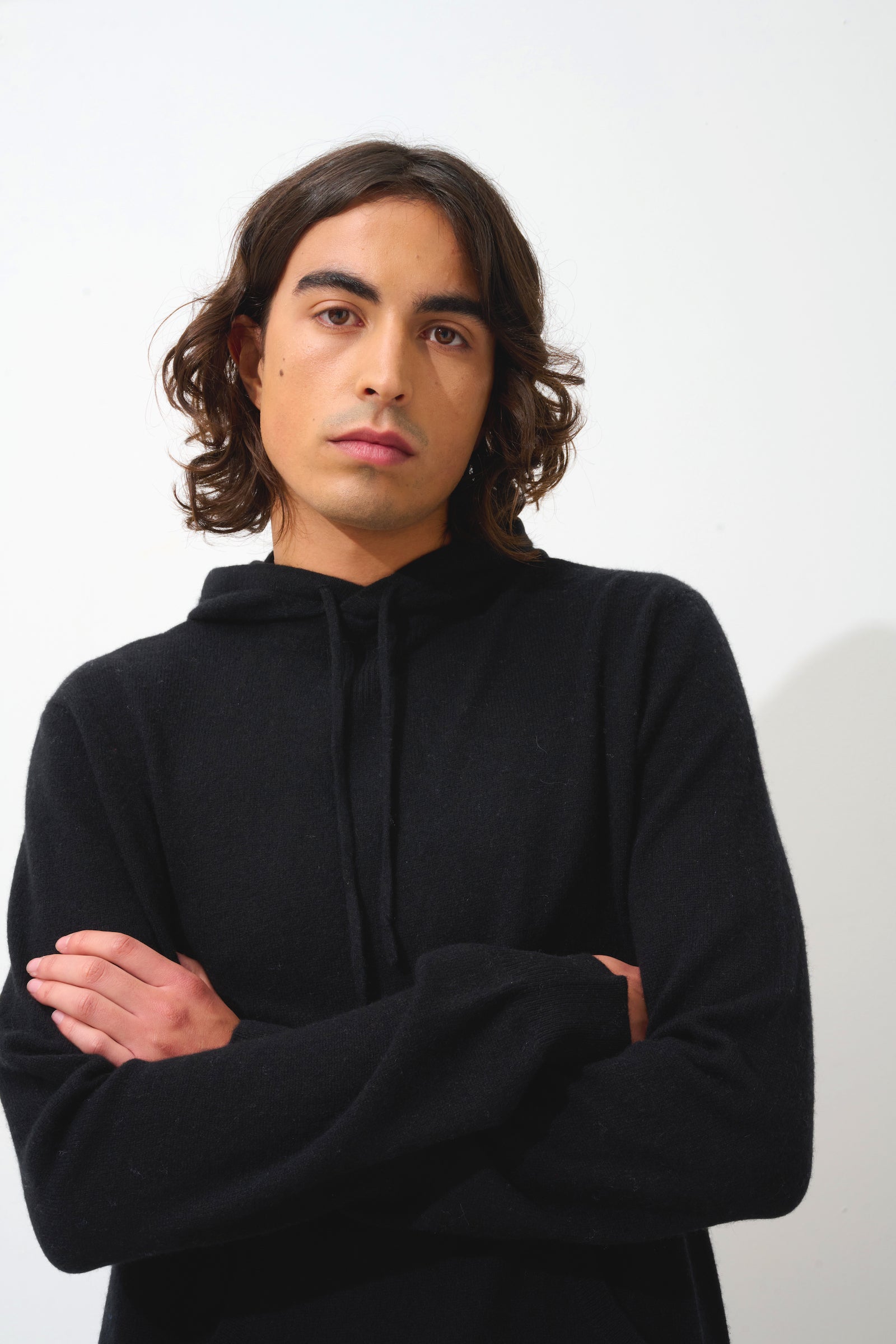 Pull Capuche - 100% Cachemire 2 Fils - Noir