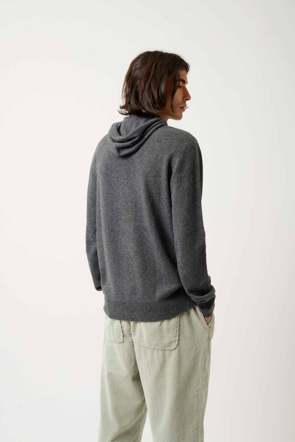 Hooded Sweater - 100% 2-Ply Cashmere - Anthracite Heather - Men