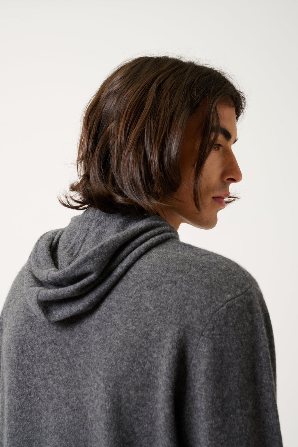 Hooded Sweater - 100% 2-Ply Cashmere - Anthracite Heather - Men