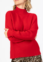 Pull Col Montant Benedicte - Rouge - 100% Cachemire 2 Fils - 2-2 Rib