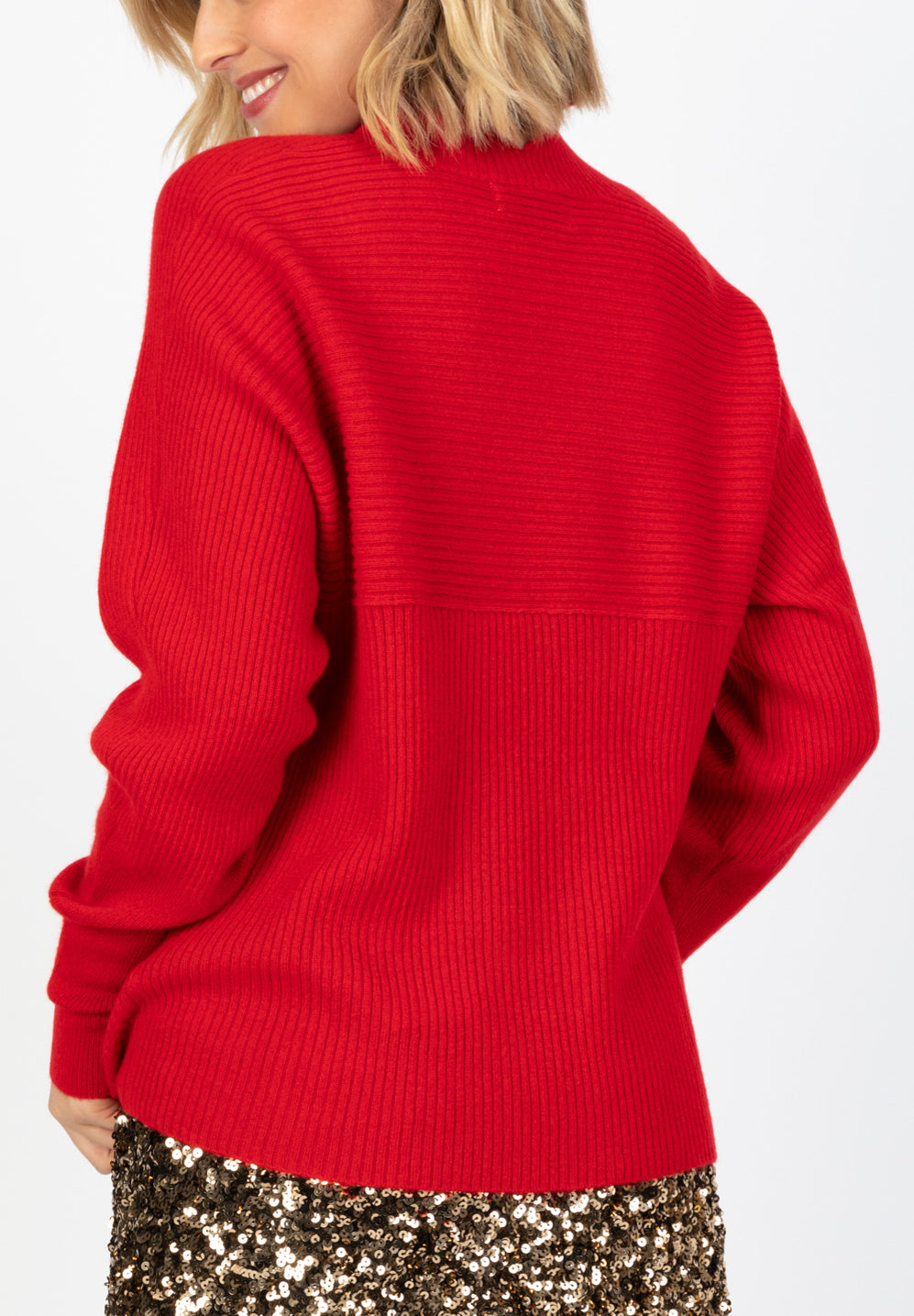 Pull Col Montant Benedicte - Rouge - 100% Cachemire 2 Fils - 2-2 Rib