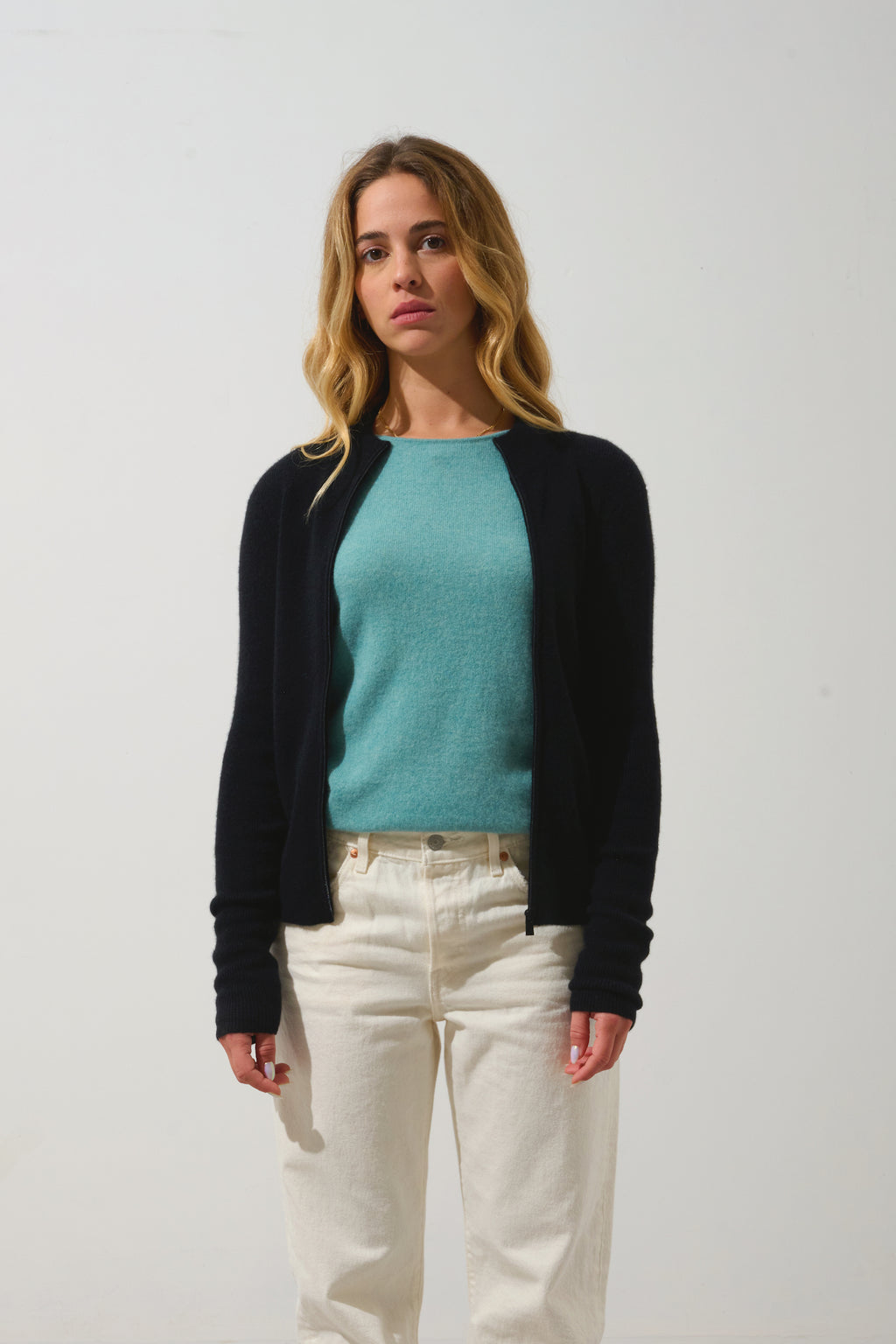 Gilet Zippé Col Montant - Alberte - Noir