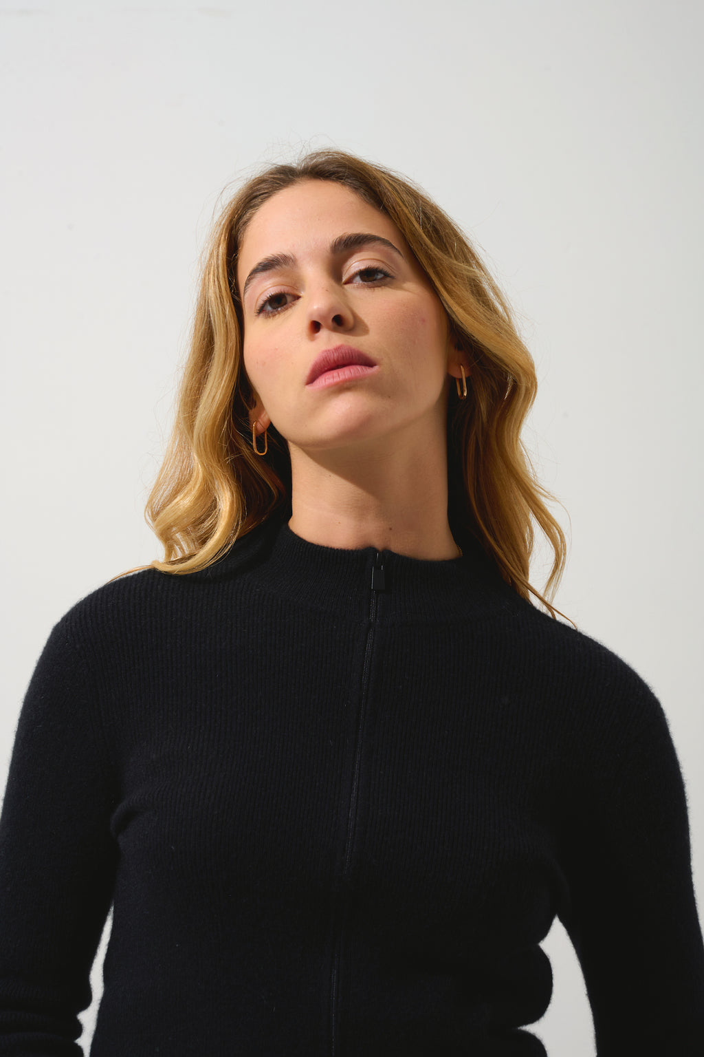 Gilet Zippé Col Montant - Alberte - Noir