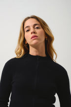 Gilet Zippé Col Montant - Alberte - Noir