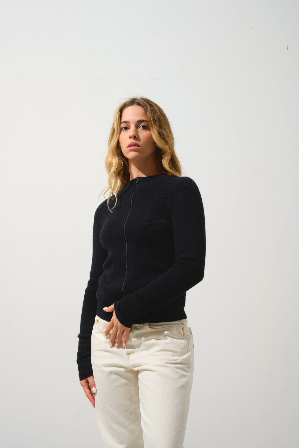 Gilet Zippé Col Montant - Alberte - Noir