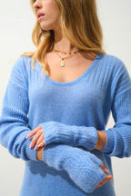 Mitones Iris de 6 hilos - Sky - 100% cachemira de 6 hilos - Unisex