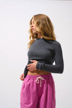 Jersey Cuello Redondo - 100% Cachemira 2 Hilos - Antracita Jaspeado