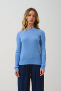 Pull Col Rond Bella - Sky - 100% Cachemire 2 Fils - Femme