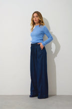 Pull Col Rond Bella - Sky - 100% Cachemire 2 Fils - Femme