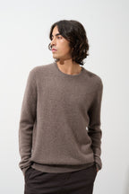 Jersey de cuello redondo - 100% Cachemira de 4 hilos - Topo jaspeado - Hombre