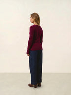 Maglione Scollo a V 4 Fili Chelsea - Bordeaux - 100% Cashmere 4 Fili - Donna