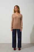 4-Ply V-Neck Jumper - Chelsea - Brown