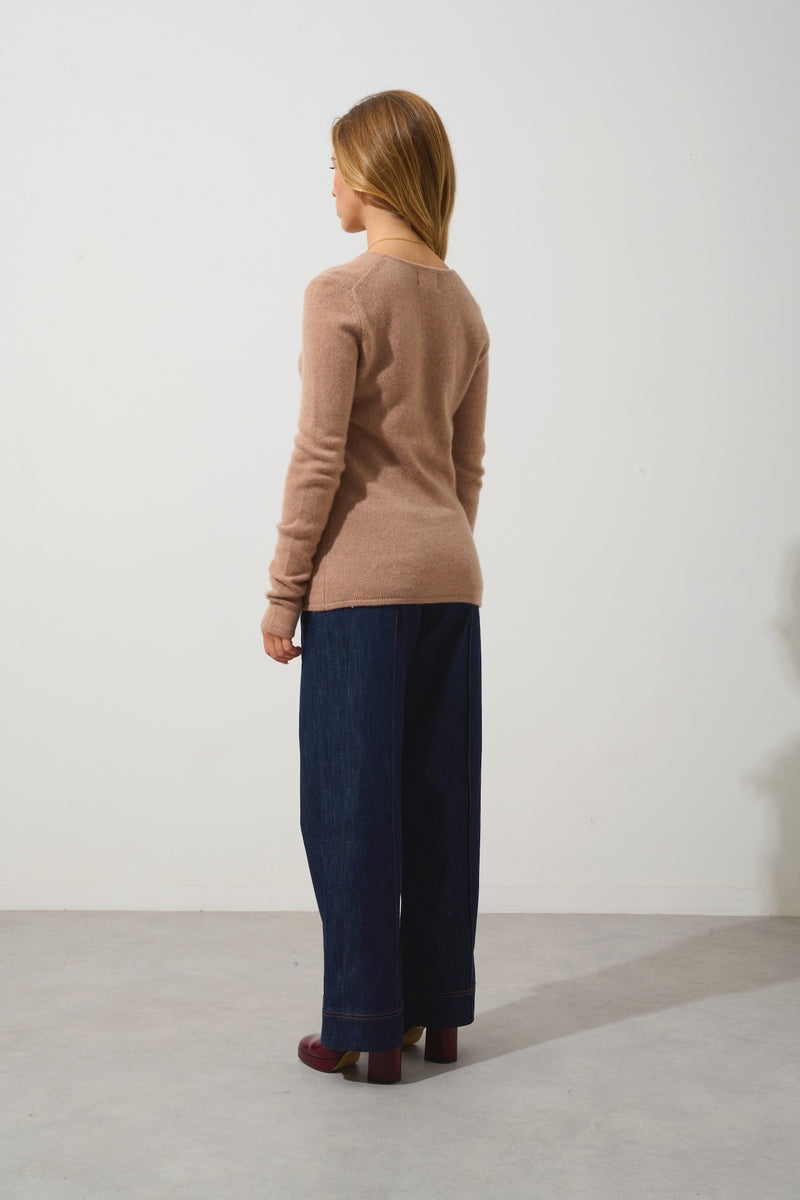 4-Ply V-Neck Jumper - Chelsea - Brown