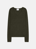V-Neck Jumper 4-Ply Chelsea - Khaki - 100% 4-Ply Cashmere - Women