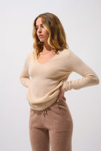 4-Ply V-Neck Jumper Chelsea - Sand - 100% 4-Ply Cashmere - Women