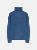 Pull Col Roulé Bise - Bleu Denim - 100% Cachemire 2 Fils