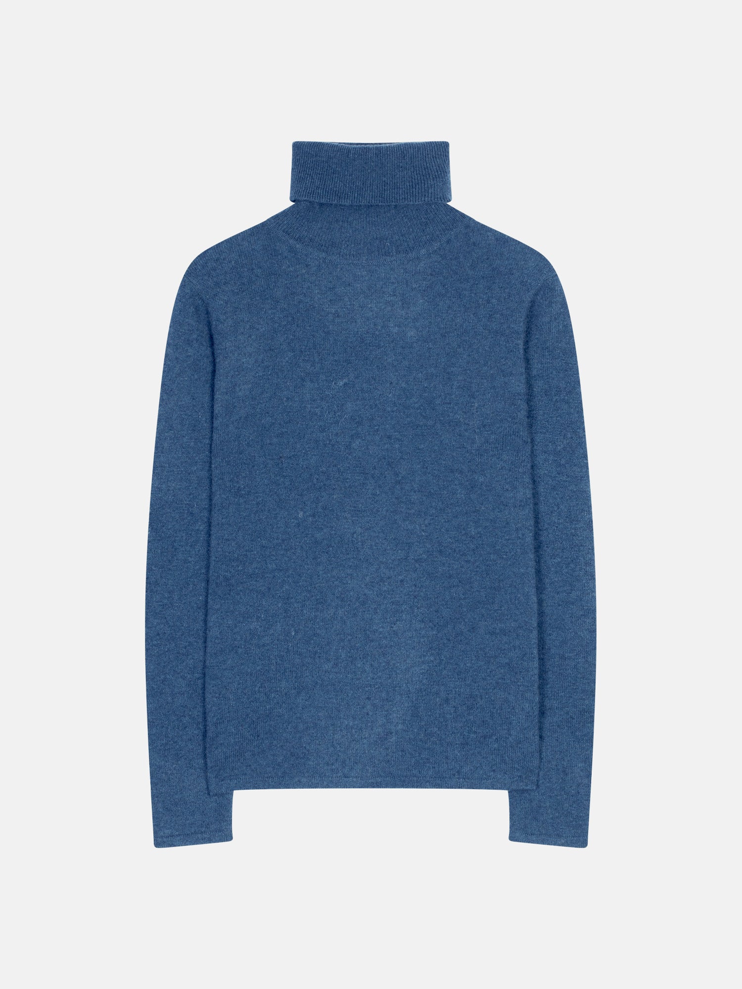 Pull Col Roulé Bise - Bleu Denim - 100% Cachemire 2 Fils