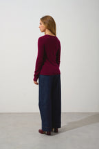 Round-Neck Jumper 4-Ply Ivy - Bordeaux - 100% 4-Ply Cashmere - Women