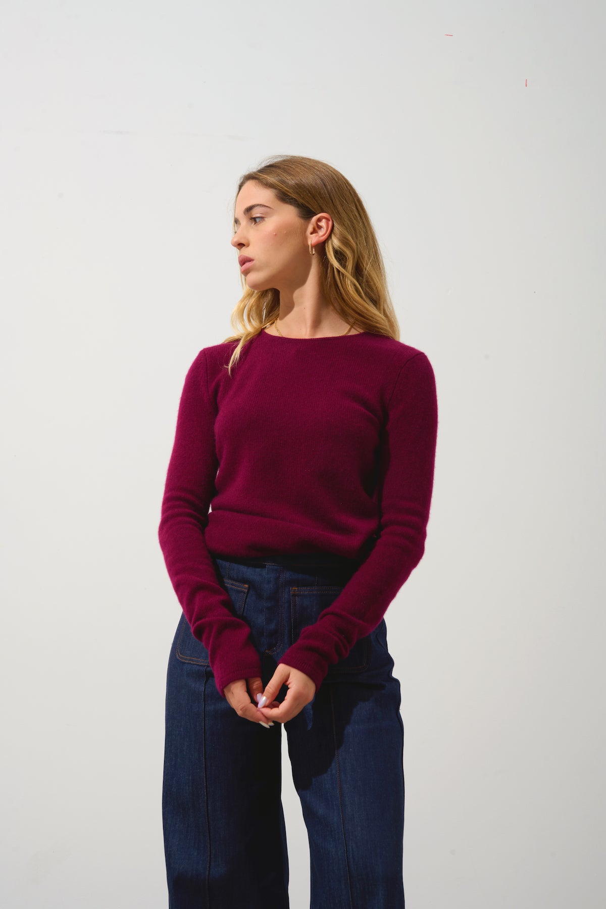 Round-Neck Jumper 4-Ply Ivy - Bordeaux - 100% 4-Ply Cashmere - Women