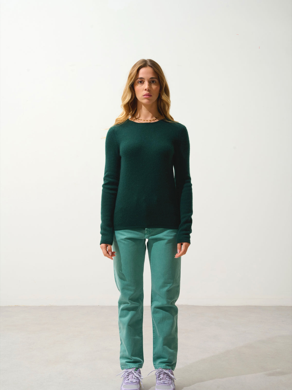 Ivy 4-Ply Crew-Neck Jumper - Cypress - 100% 4-Ply Cashmere